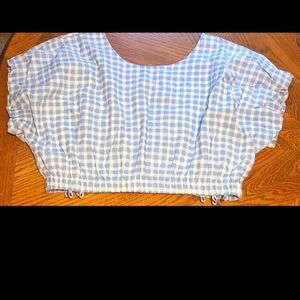 🆕️Madewell blue and white checkered crop top